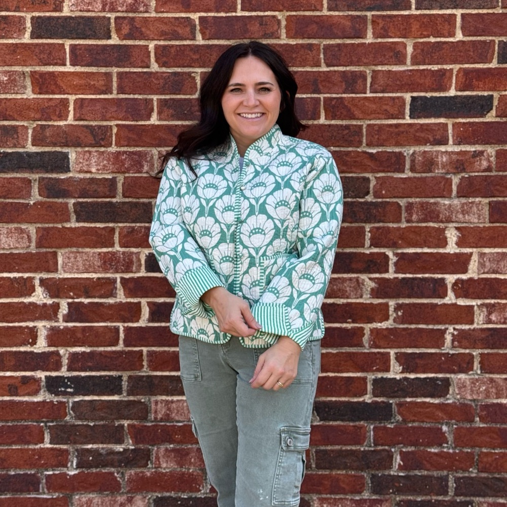 Floral Green and White Jacket